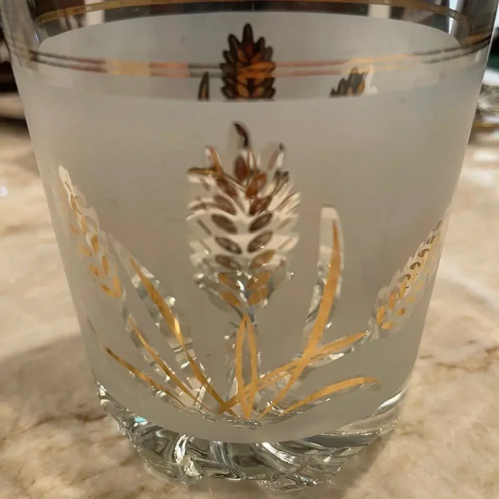 Vintage 60’s DeValbor etched with gold cocktail ice bucket Italy MCM